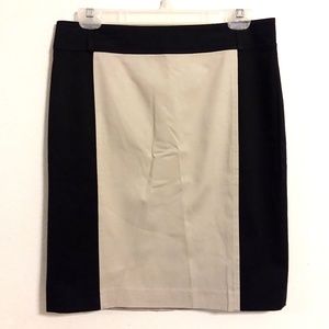 Ann Taylor Tan & Black Midi Pencil Skirt